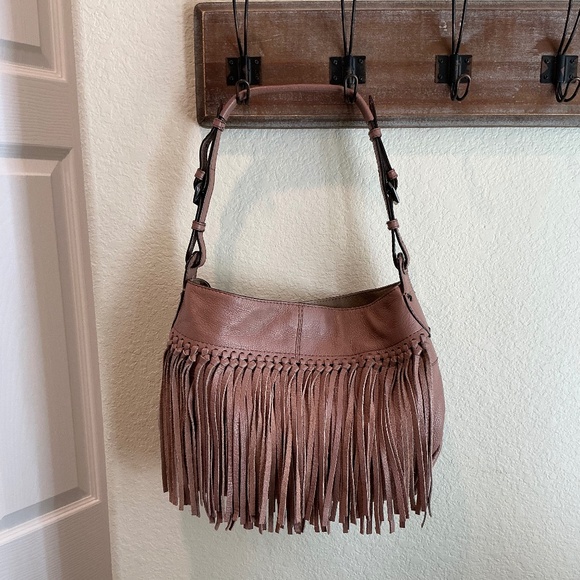 OrYANY Josie Leather Fringe Blush Adjustable Strap Handbag (1 of 2) - Picture 1 of 11